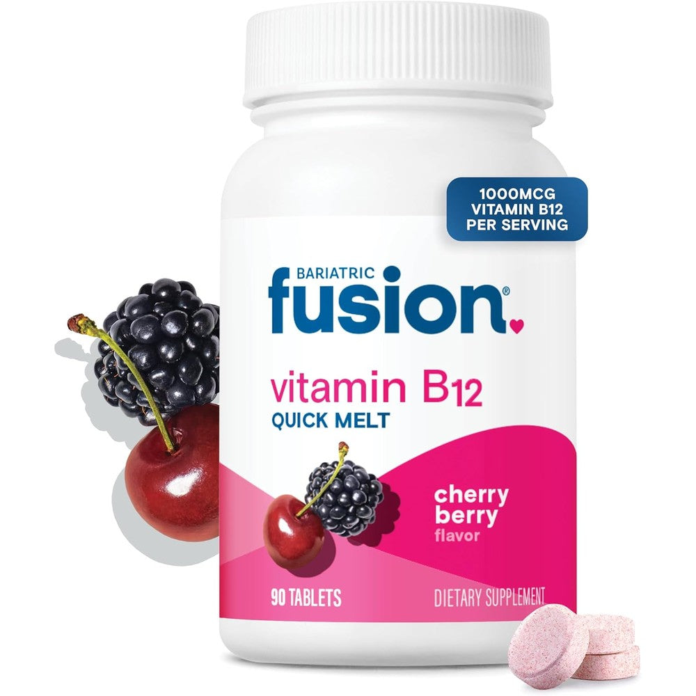 Bariatric Fusion Vitamin B12 Sublingual Melts bottle front view showcasing product branding