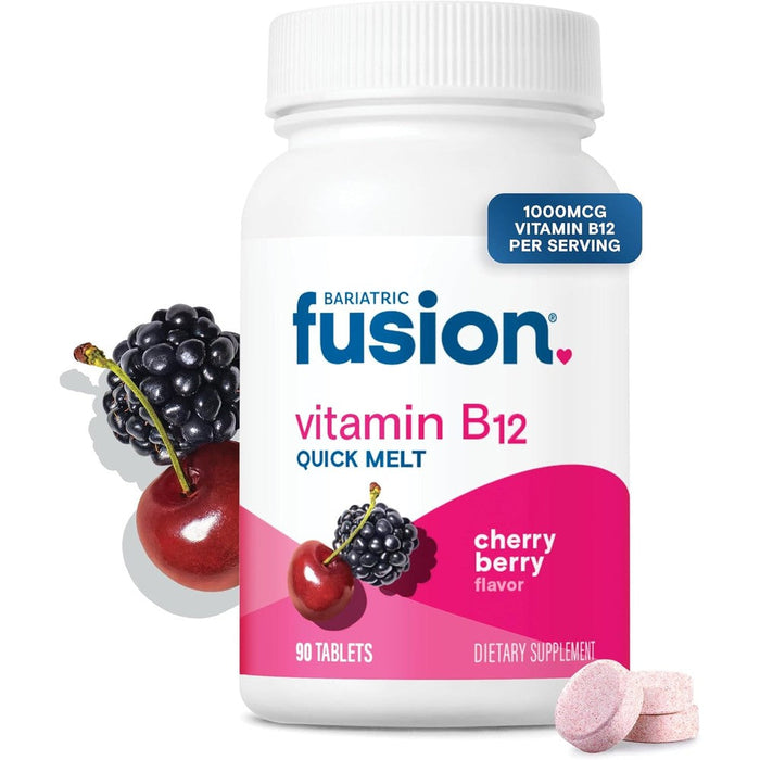 Bariatric Fusion Vitamin B12 Sublingual Melts bottle front view showcasing product branding