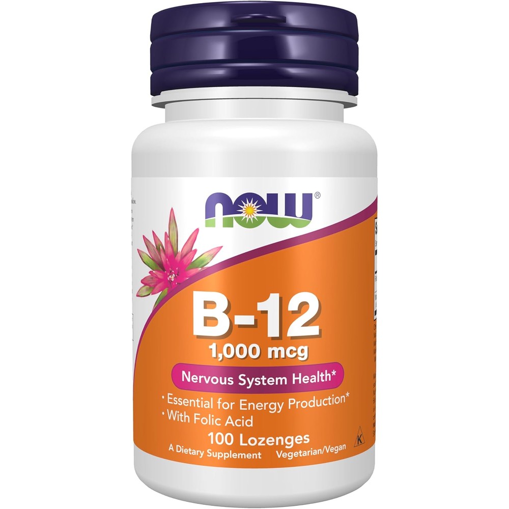 NOW Foods Vitamin B12 1000 mcg Lozenges front view bottle