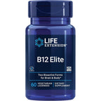 Life Extension B12 Elite 60 lozenges front view bottle showing premium USA packaging.