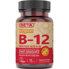 DEVA Vegan Vitamin B12 1000 Mcg Fast Dissolve bottle front view showing product label details