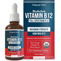 Triquetra Health BioActive Vitamin B12 sublingual liquid bottle front view for premium health supplementation.