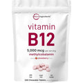 Micro Ingredients Vitamin B12 5000mcg pouch front view showing strawberry flavor details