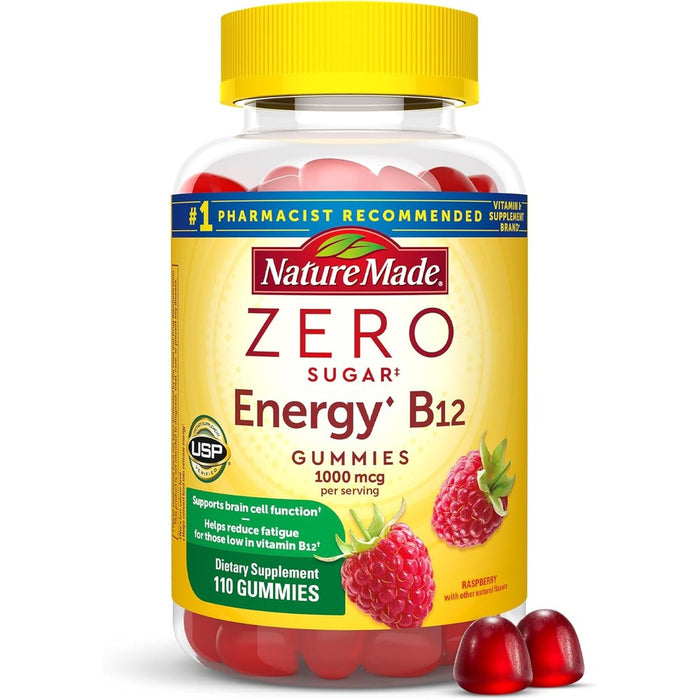 Nature Made Zero Sugar Energy Vitamin B12 Gummies bottle front view