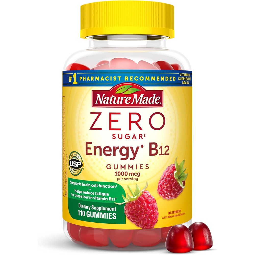 Nature Made Zero Sugar Energy Vitamin B12 Gummies bottle front view