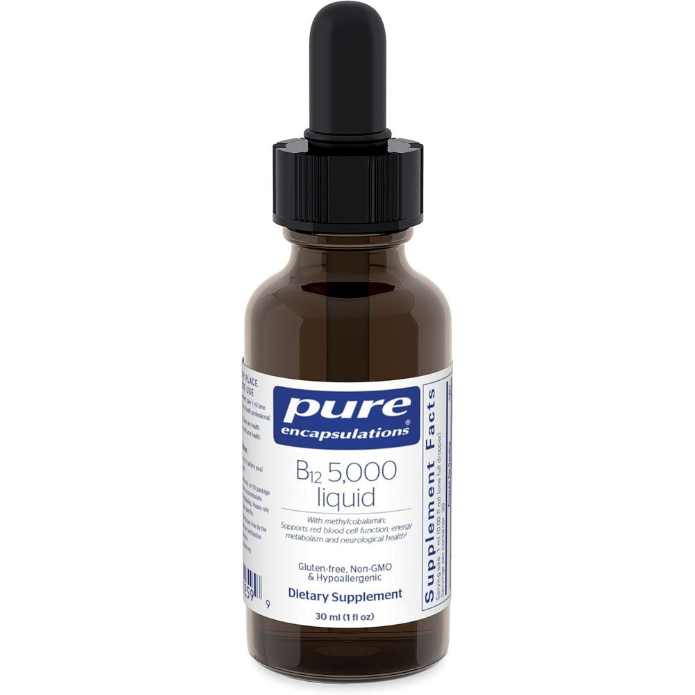 Pure Encapsulations B12 5000 Liquid Drops 30 ml bottle front view showing product labeling