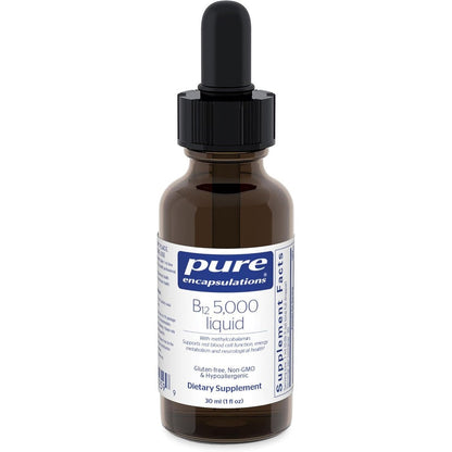 Pure Encapsulations B12 5000 Liquid Drops 30 ml bottle front view showing product labeling