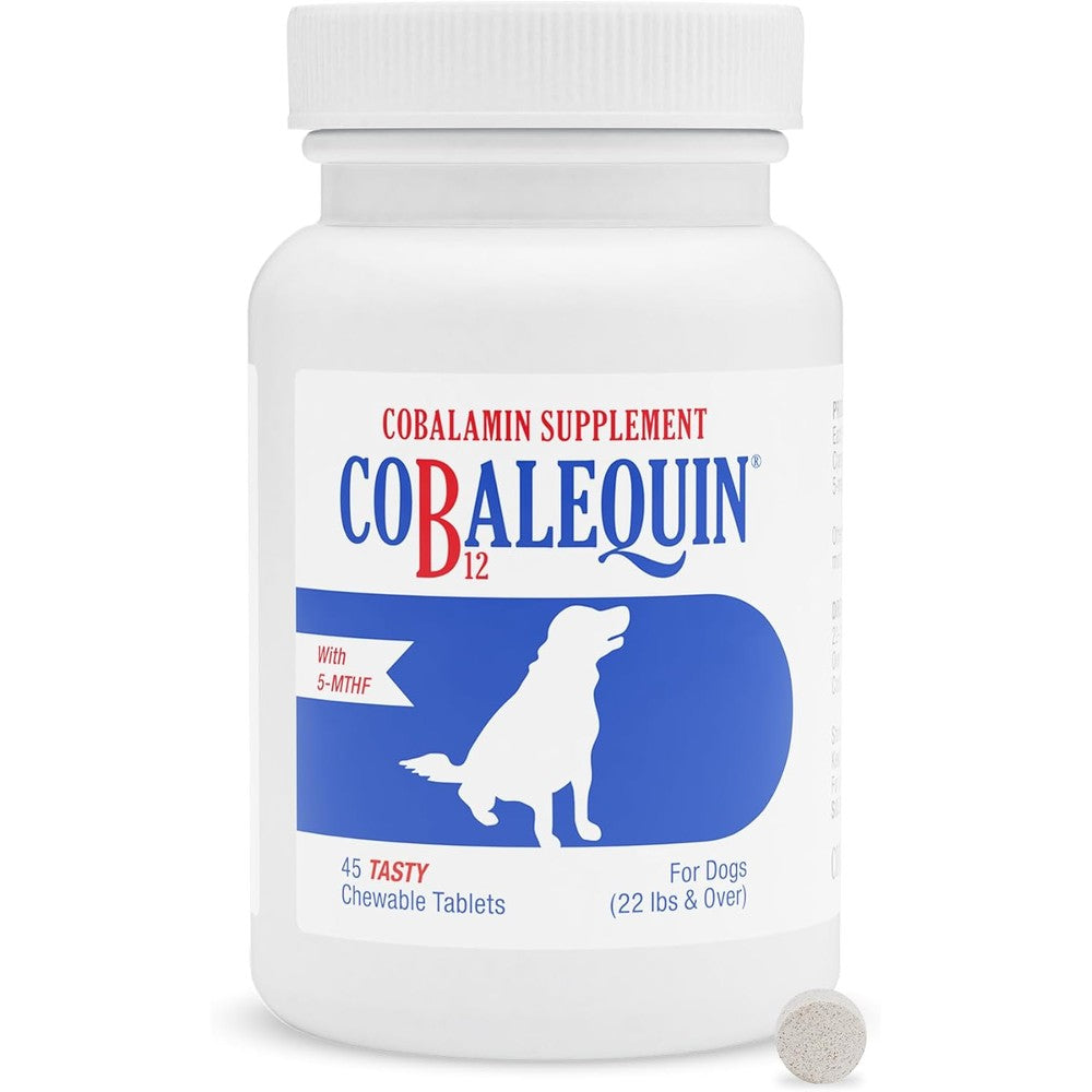 Nutramax Laboratories Cobalequin B12 medium large dogs 45 tablets front bottle packaging view