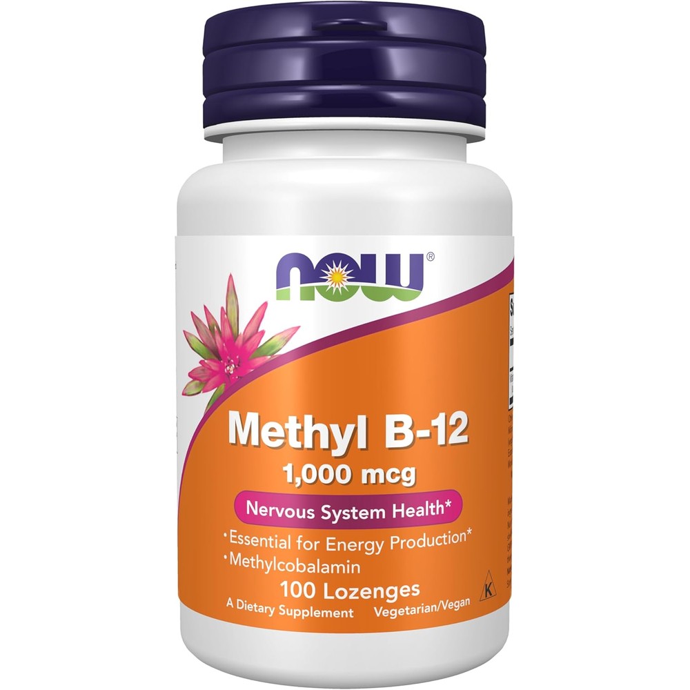 NOW Foods Methyl B12 1000 mcg 100 Lozenges front view bottle