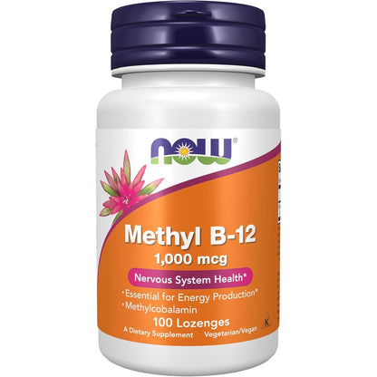 NOW Foods Methyl B12 1000 mcg 100 Lozenges front view bottle