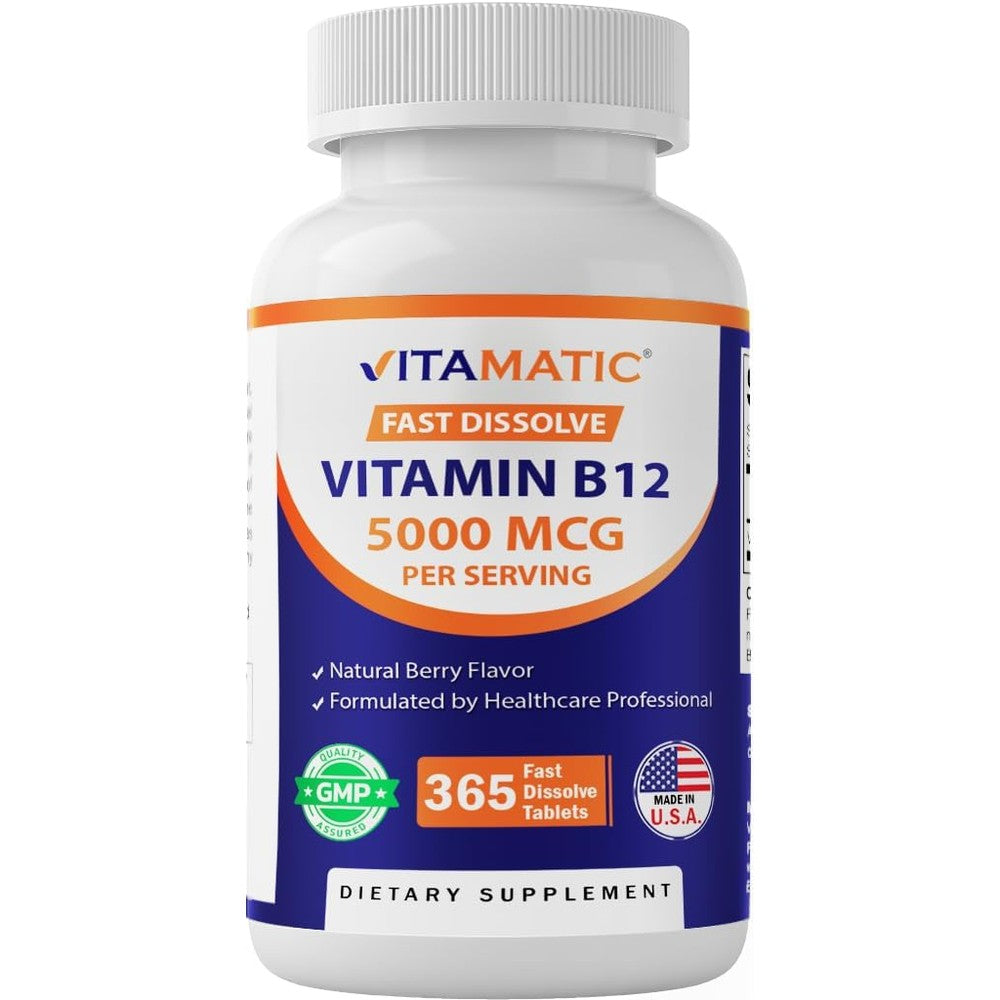 Vitamatic Vitamin B12 5000mcg 365 Tablets front view