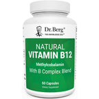 Dr. Berg Natural Vitamin B12 1000mcg bottle front view showing capsule count and key benefits.