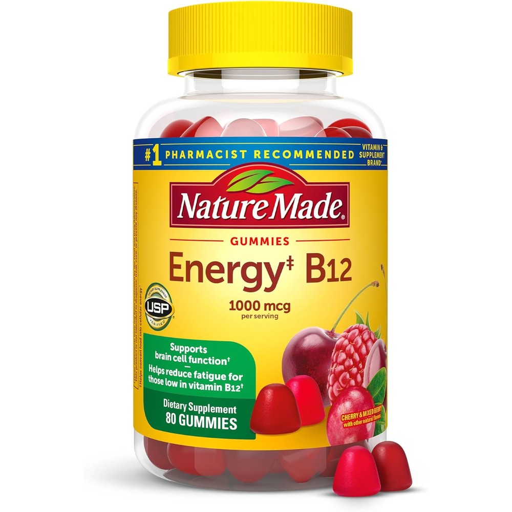 Nature Made Vitamin B12 1000 mcg Energy Gummies 80 count bottle front view