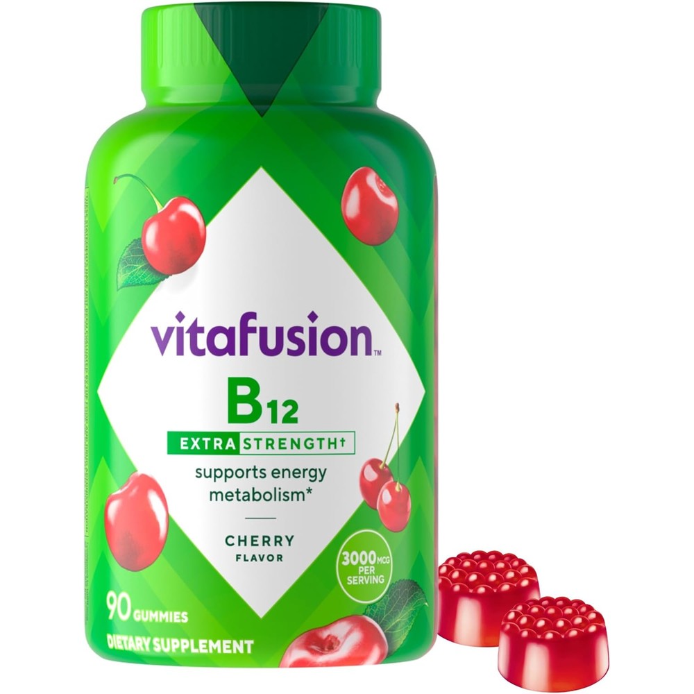 Vitafusion Extra Strength Vitamin B12 3000 mcg 90 Gummies front bottle packaging