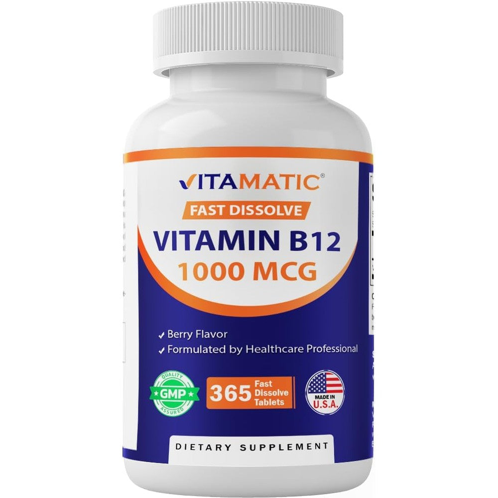 Vitamatic Vitamin B12 1000 mcg fast dissolve tablets front view