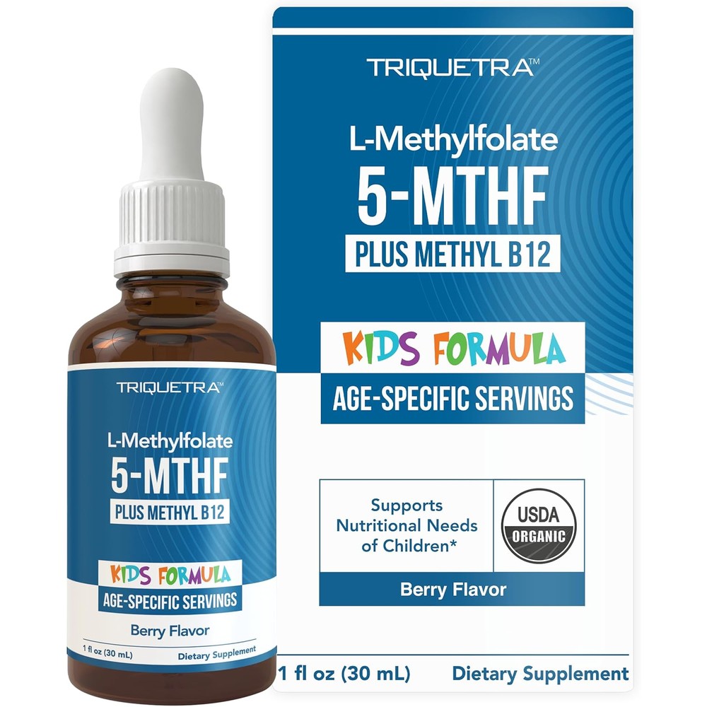 Triquetra Health Kids L-Methylfolate Methyl B12 drops front view bottle