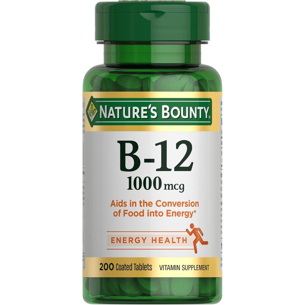 Nature's Bounty Vitamin B12 1000 mcg front view bottle package