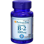 Puritan's Pride Vitamin B-2 100 Milligram bottle front view showing vegetarian tablets label.