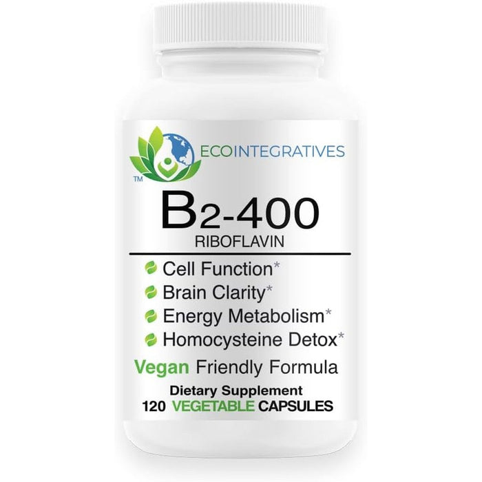 Bio Innovations Pharmacal EcoIntegratives B2 400 Riboflavin 120 capsules front bottle view for nervous system health.