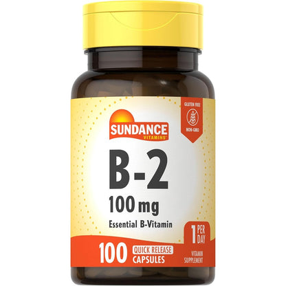 Sundance Vitamin B2 100mg supplement bottle front view