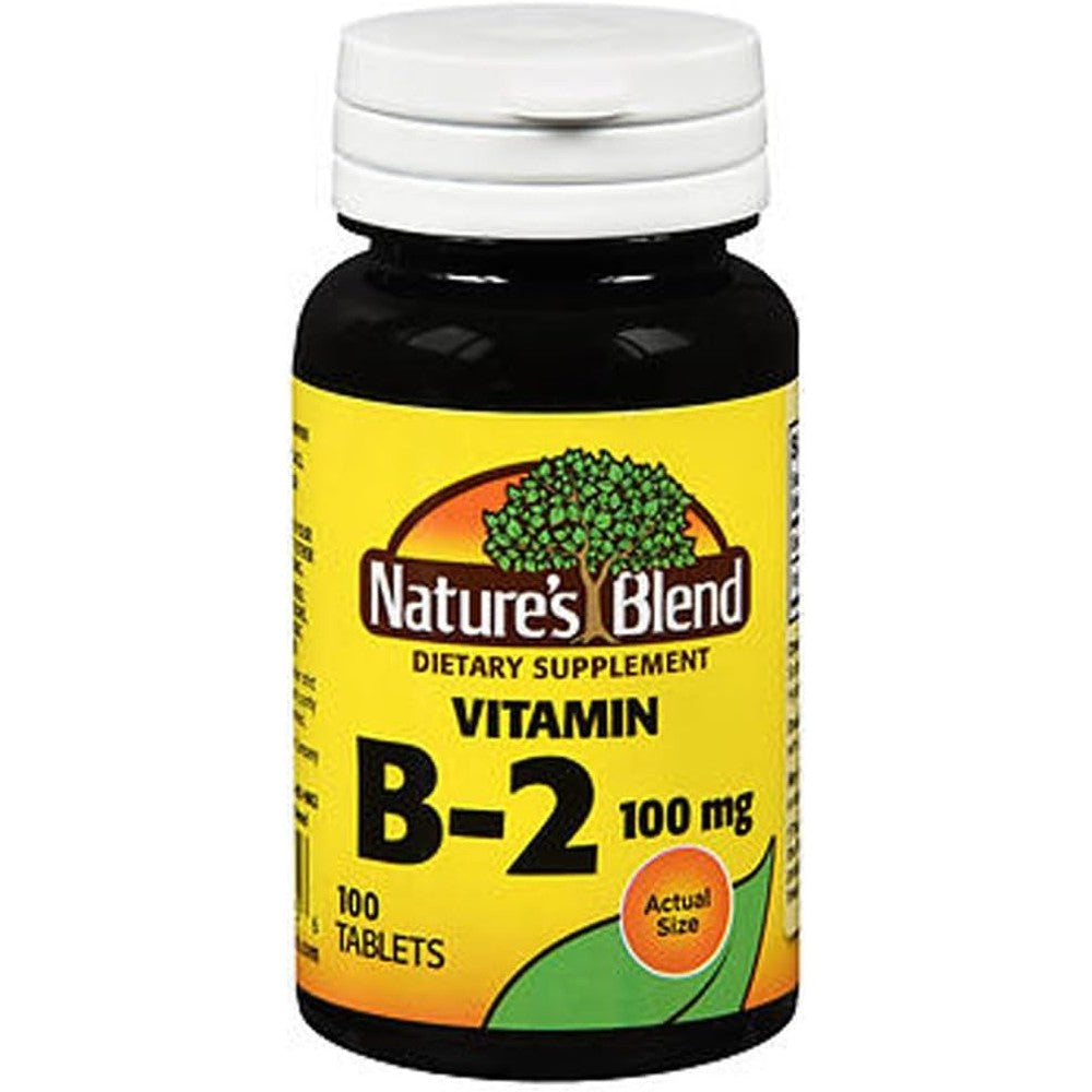 Nature's Blend Vitamin B2 100mg metabolism support supplement three pack front bottle view