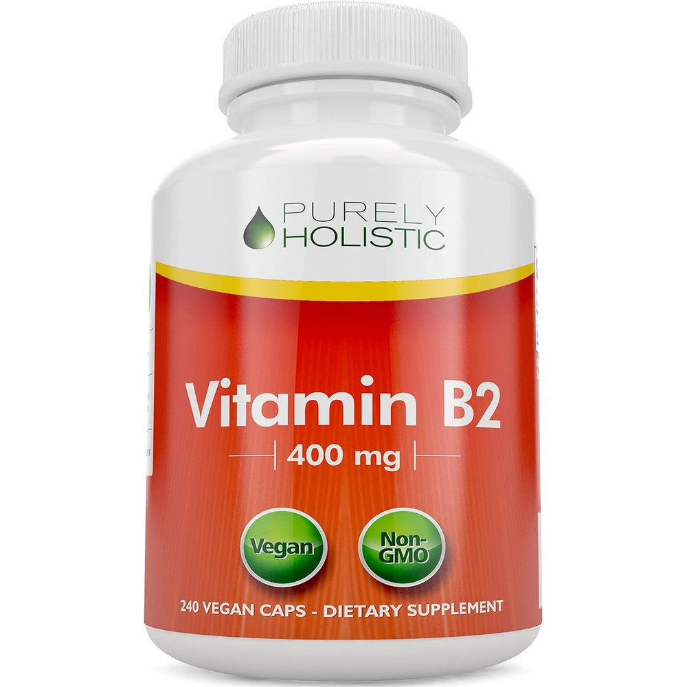Purely Holistic Vitamin B2 Riboflavin 400mg bottle front view for cellular energy