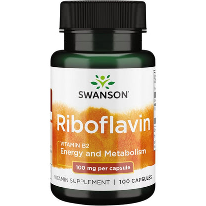 Swanson Vitamin B2 Riboflavin 100mg front view bottle
