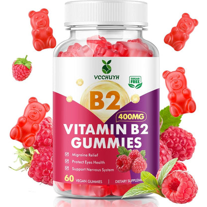 VCCHUYH Vitamin B2 Riboflavin Gummies front view showing the authentic imported supplement bottle packaging.
