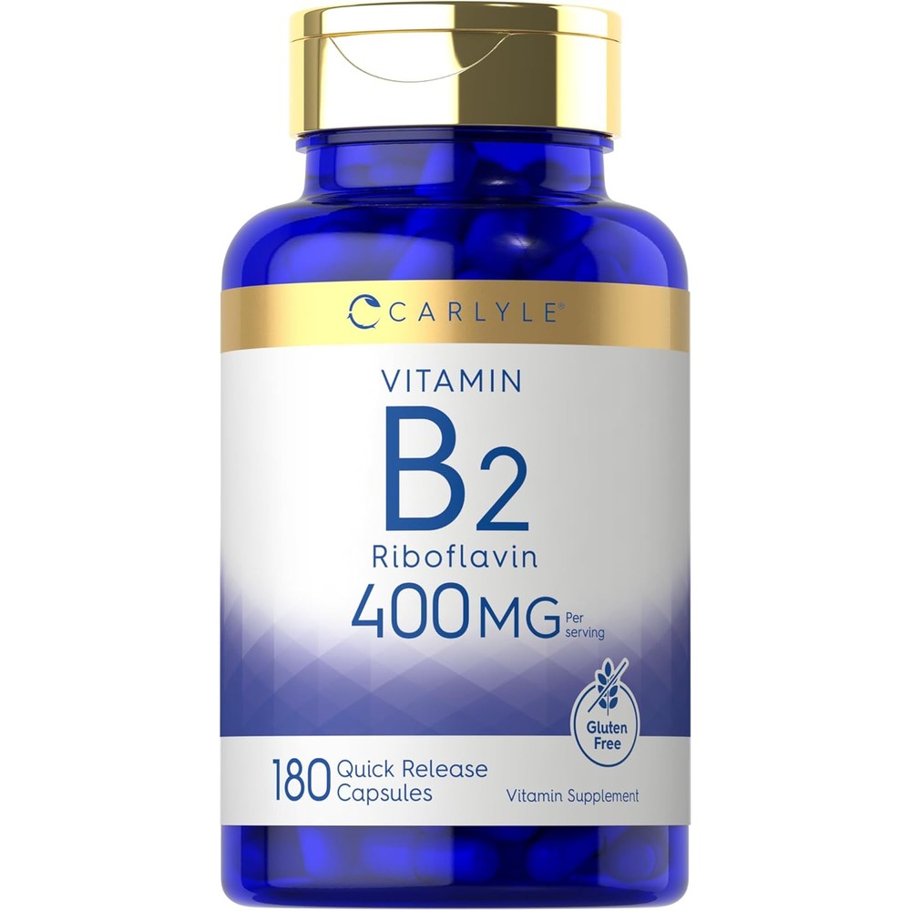 Carlyle Vitamin B2 Riboflavin 400 mg 180 capsules front bottle view