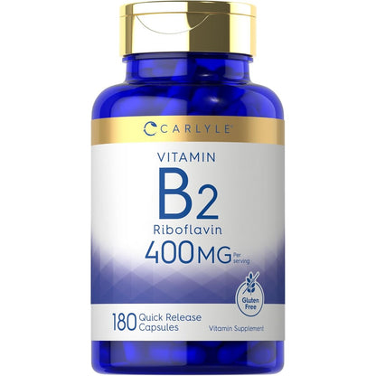 Carlyle Vitamin B2 Riboflavin 400 mg 180 capsules front bottle view