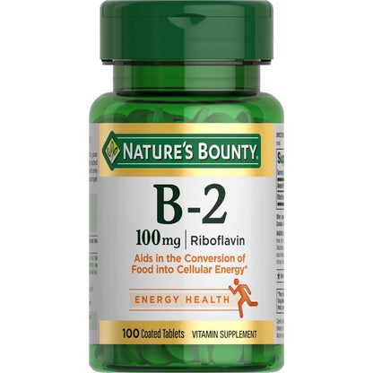 Nature's Bounty Vitamin B2 100 mg front label bottle view