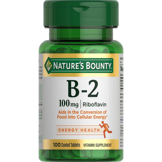 Nature's Bounty Vitamin B2 100 mg front label bottle view