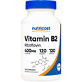 Nutricost Vitamin B2 Riboflavin 400 Milligrams front view bottle on white background