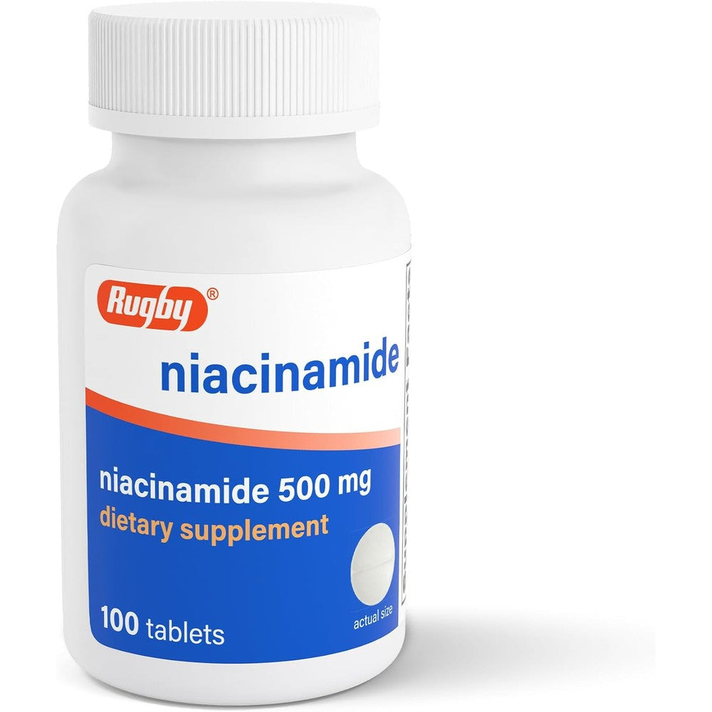 Rugby Laboratories Niacinamide five hundred milligrams bottle front view authentic dietary supplement India