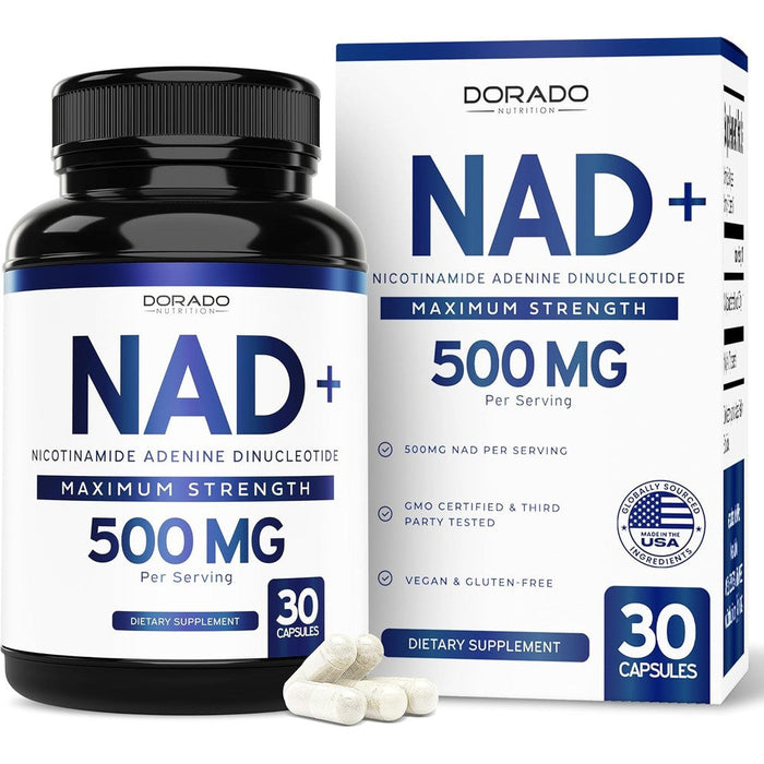 Dorado Nutrition NAD Supplement 500mg bottle front view