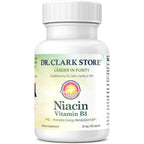 Dr. Clark Store Niacin Vitamin B3 25 milligrams supplement bottle front view
