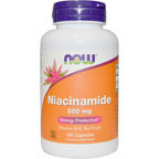 NOW Foods Niacinamide Vitamin B3 500 mg front view bottle