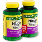 Decatela Spring Valley Flush Free Niacin 500 mg 240 capsules front view bottle dietary supplement for metabolism support