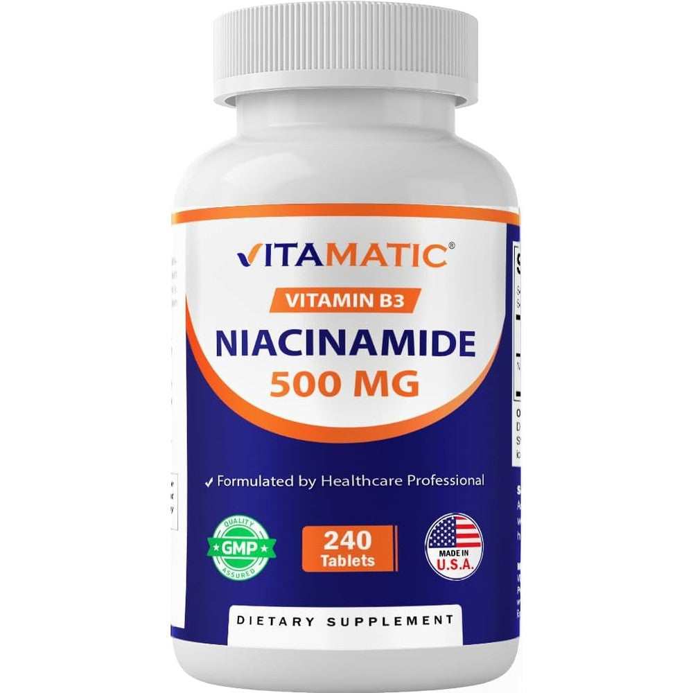 Vitamatic Niacinamide 500mg front bottle view authentic dietary supplement