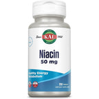 KAL Niacin Vitamin B3 50 mg supplement front bottle view for energy metabolism