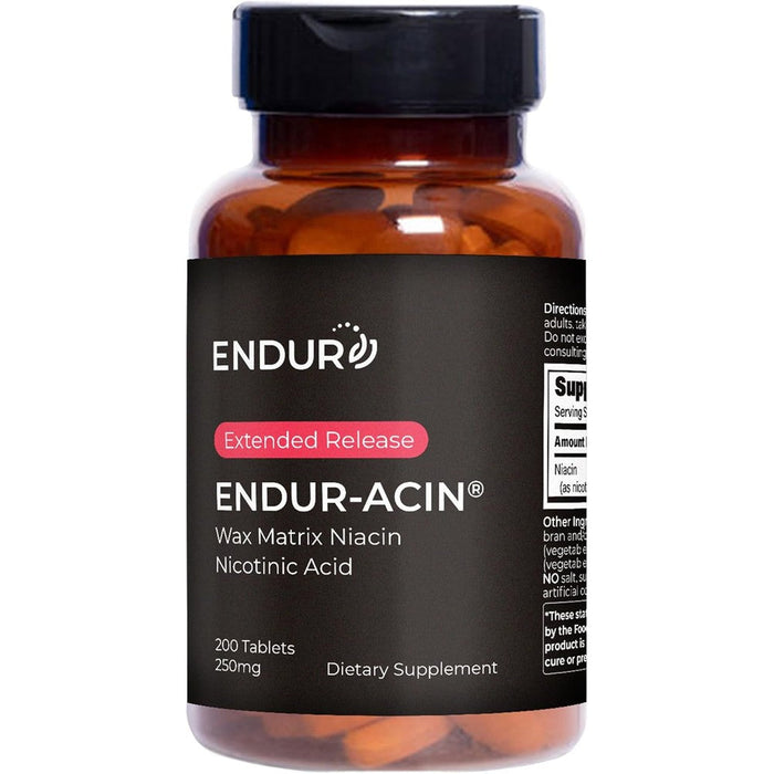 Endurance Products Endur Acin Niacin 250 mg front view bottle showing premium extended release heart health formula