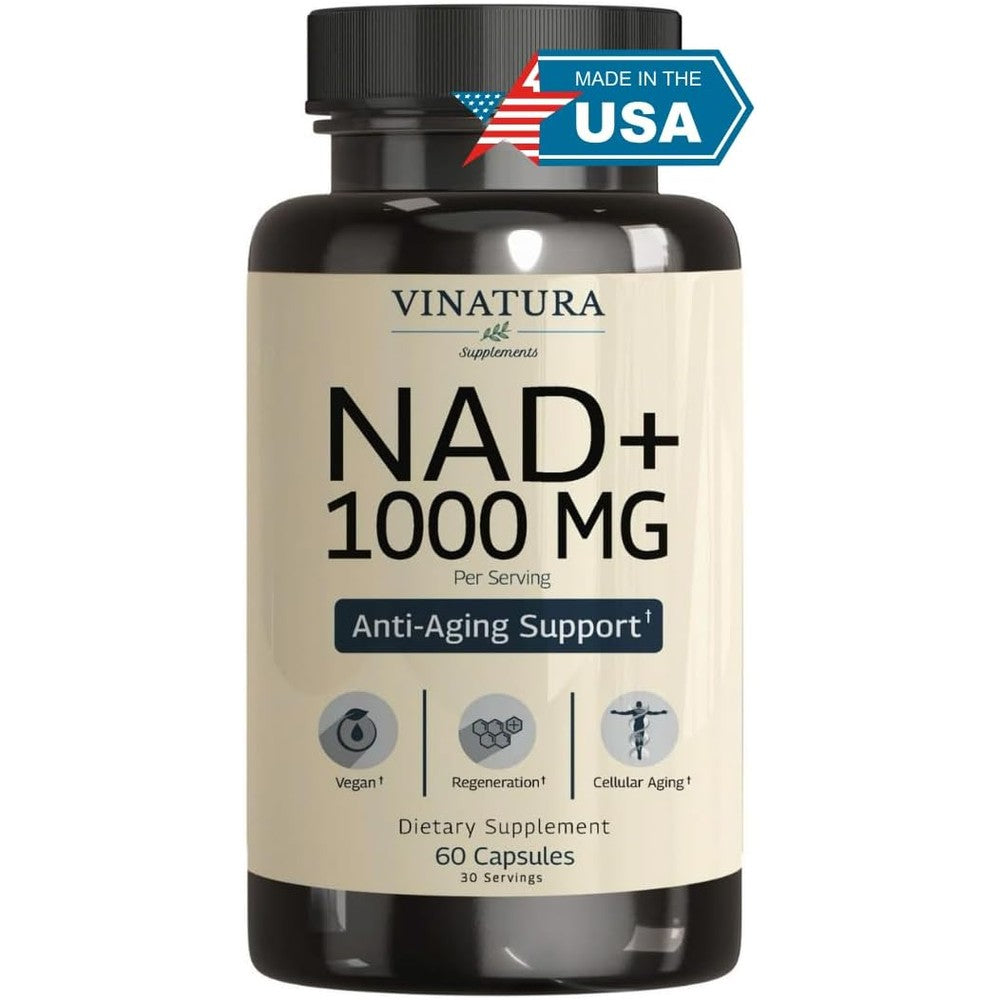Vinatura Pure Nicotinamide Adenine Dinucleotide Supplement Front View For Cellular Energy