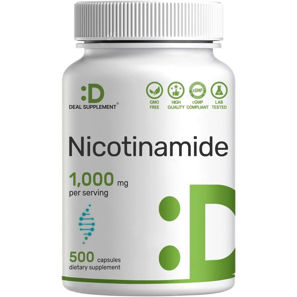 Deal Supplement Vitamin B3 Nicotinamide 1000mg front bottle view