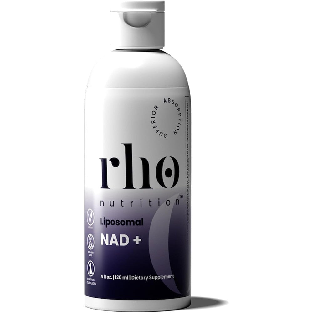 Rho Nutrition Liposomal NAD+ Liquid Supplement front bottle view for cellular energy
