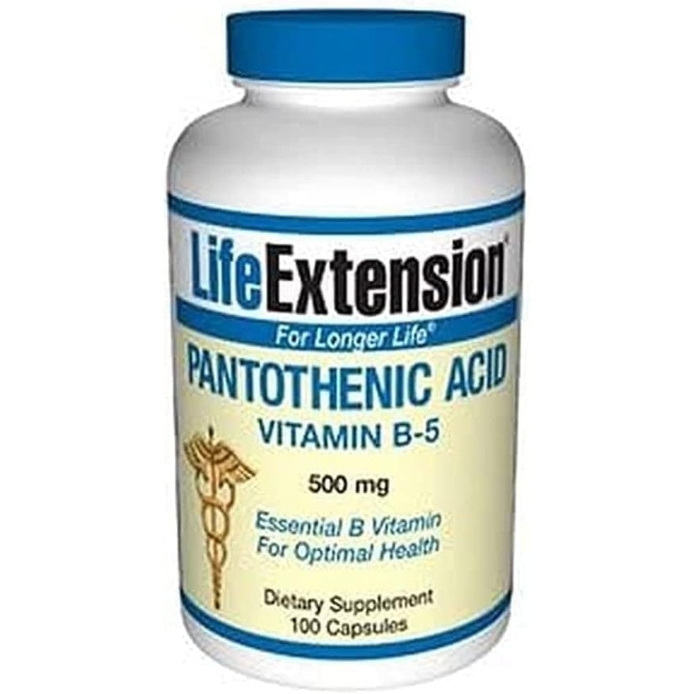 Life Extension Pantothenic Acid 500mg bottle front view