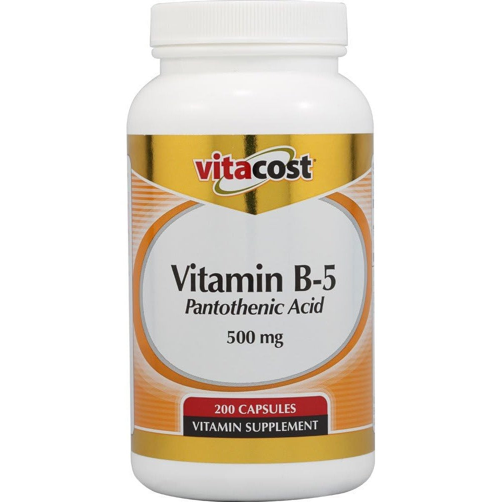 Vitacost Vitamin B5 Pantothenic Acid 500mg 200 Capsules bottle front view