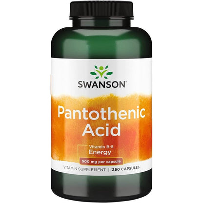 Swanson Pantothenic Acid 500mg Vitamin B5 bottle front view