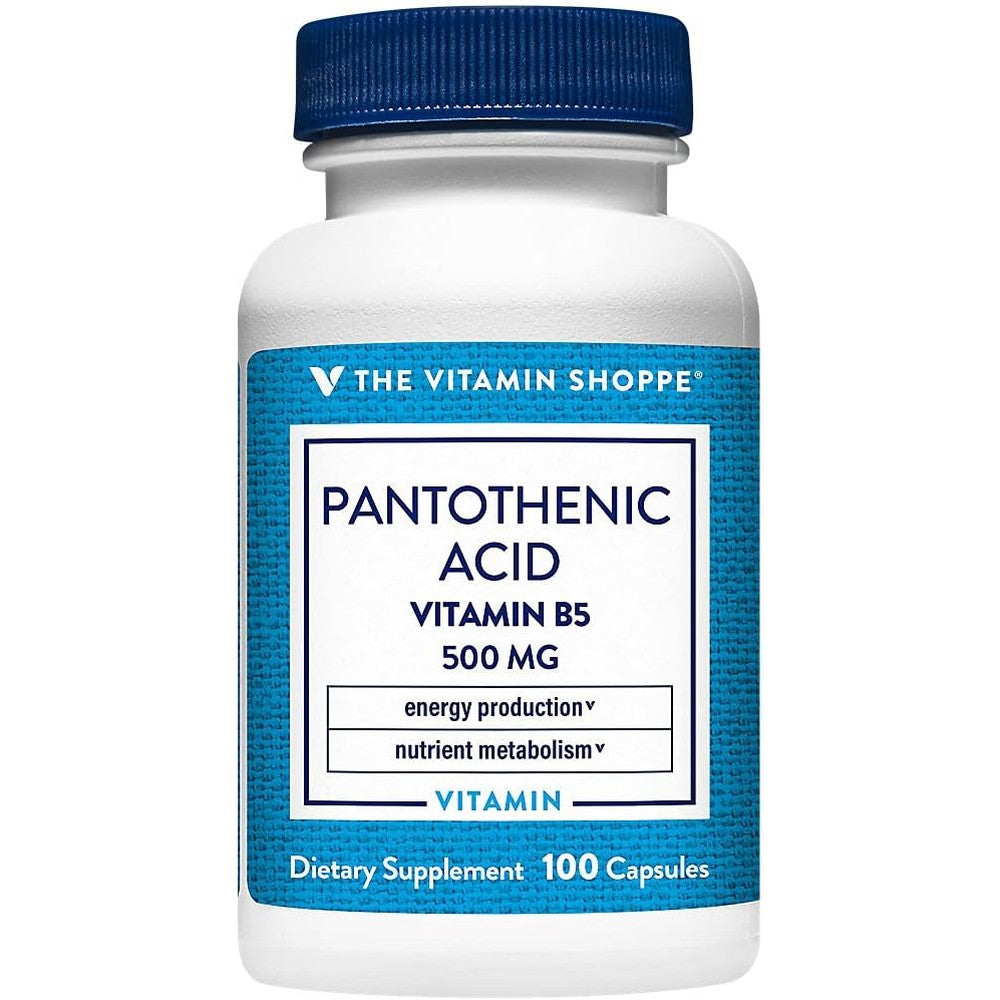 The Vitamin Shoppe Pantothenic Acid 500mg bottle front view