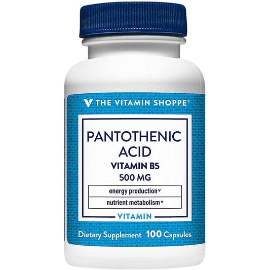 The Vitamin Shoppe Pantothenic Acid 500mg bottle front view