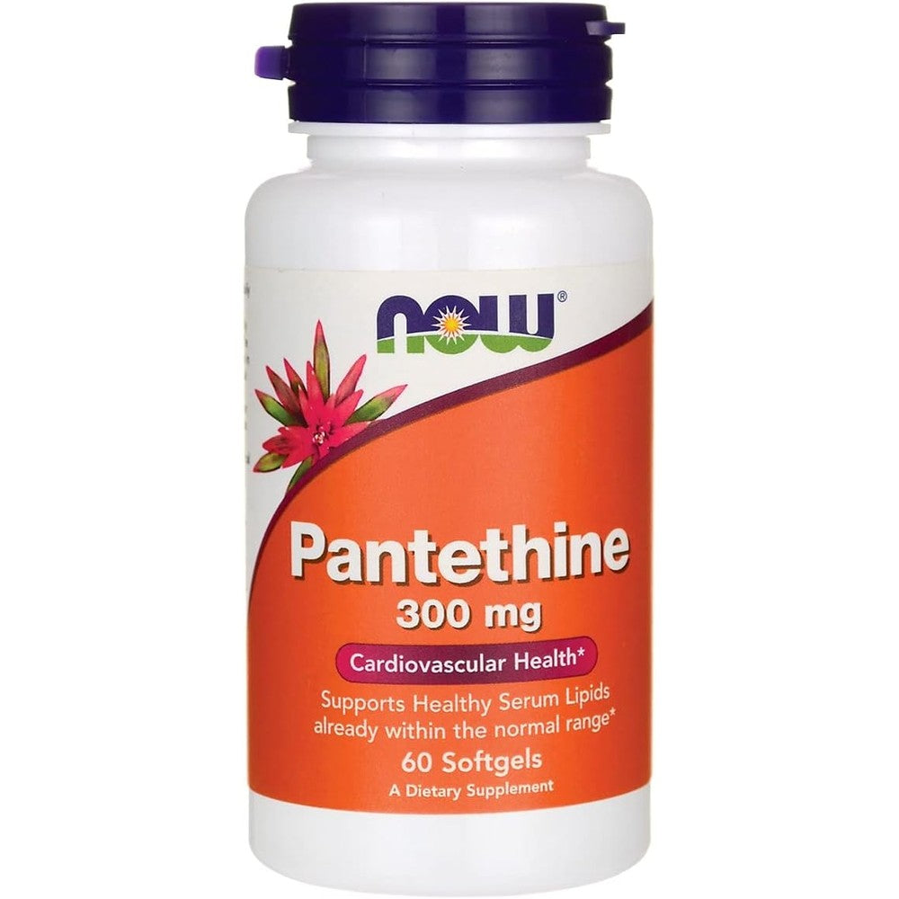 Now Foods Pantethine 300mg 60 Softgels front view for cardiovascular support